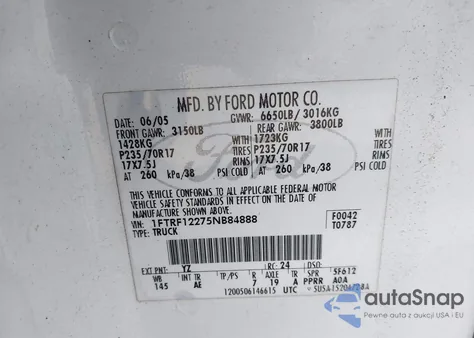 2005 Ford F-150 Stx/Xl/Xlt from USA, damaged, VIN 1FTRF12275NB84888